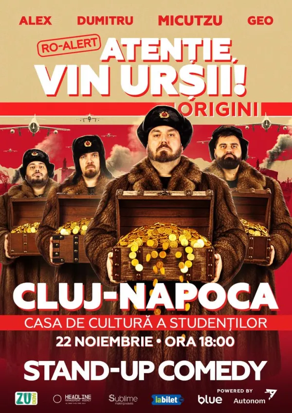 Cluj-Napoca: Stand-up Comedy cu Micutzu, Geo Adrian si George Dumitru - “Atentie, vin ursii!” - DUMINICA - ORA 18:00